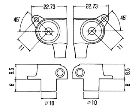 Gotoh Mini Tuning Keys, 6 inline Dimensions