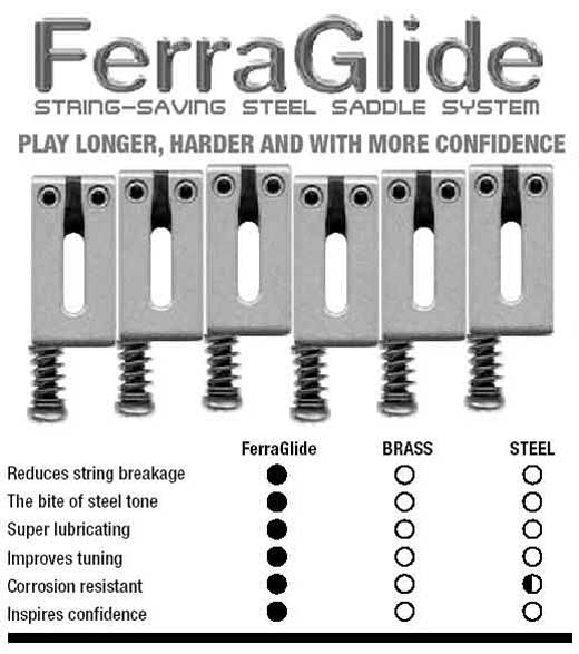Graph Tech FerraGlide Tele&reg; Rectangle Saddle (Set of 6) Dimensions